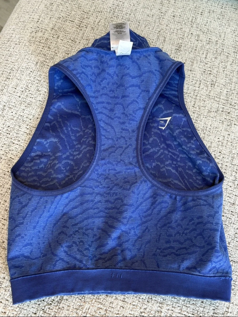 Gymshark Patterned Half‑Zip Crop Top Royal Blue Size M - Picture 8 of 10